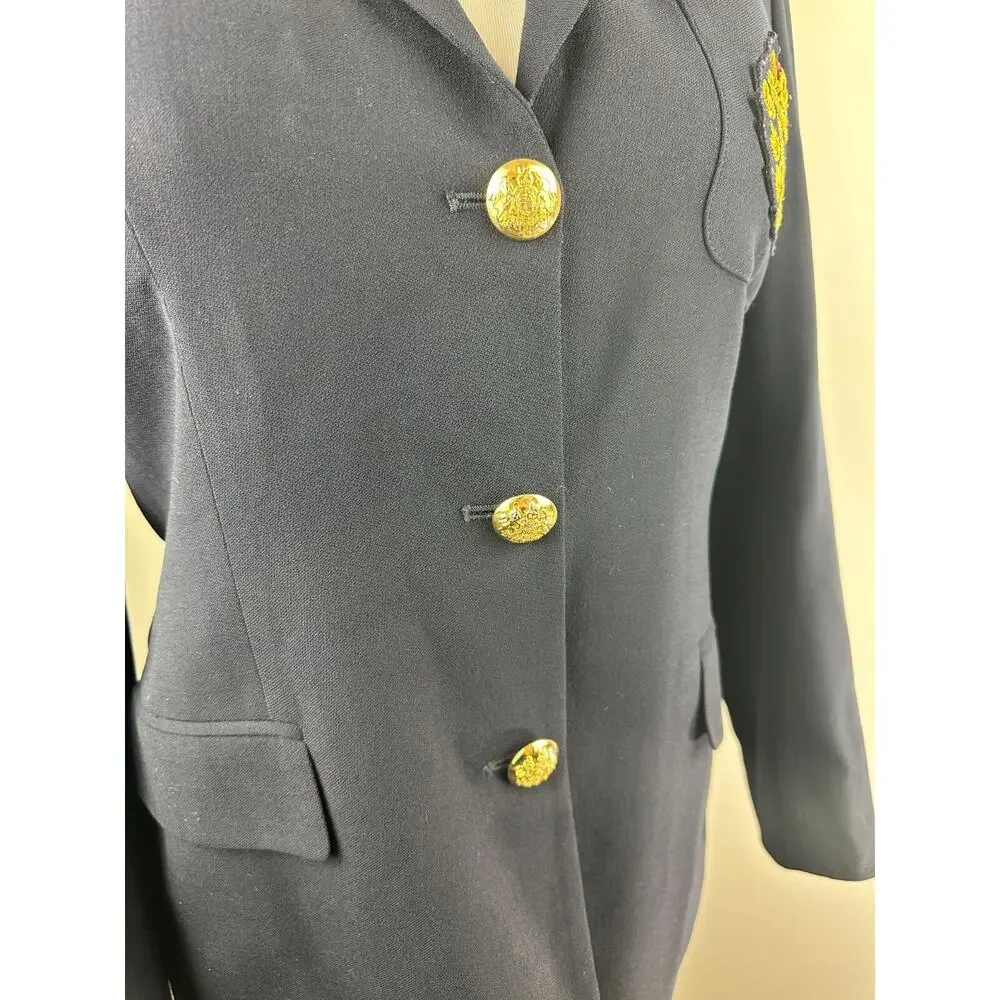*Flaw Lauren Ralph Lauren Crown Crest 100% Wool Blazer Jacket Navy Womens Size 6 - Picture 8 of 16